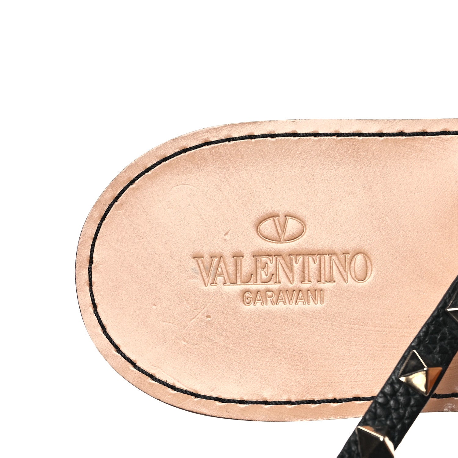 Valentino Garavani Calfskin Rockstud Ankle Wrap Flat Thong Sandals 39.5 Black 7 of 8
