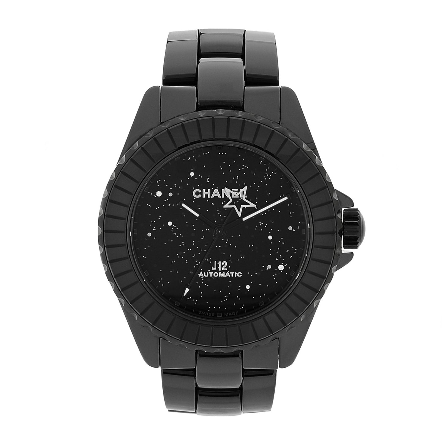 Stainless Steel Ceramic Diamond 38mm J12 Interstellar Automatic Watch Black