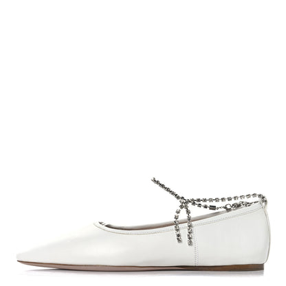 Miu Miu Nappa Crystal Ankle Strap Ballerina Flats 35 White 1 of 9