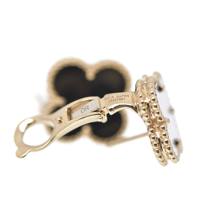 Van Cleef & Arpels 18K Yellow Gold Black Onyx Vintage Alhambra Earrings 3 of 5