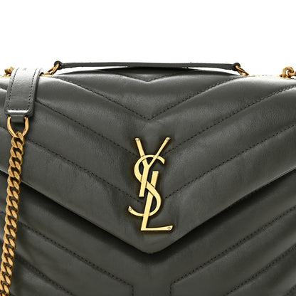 Saint Laurent Calfskin Y Quilted Monogram Small Loulou Chain Satchel Olive 8 of 15