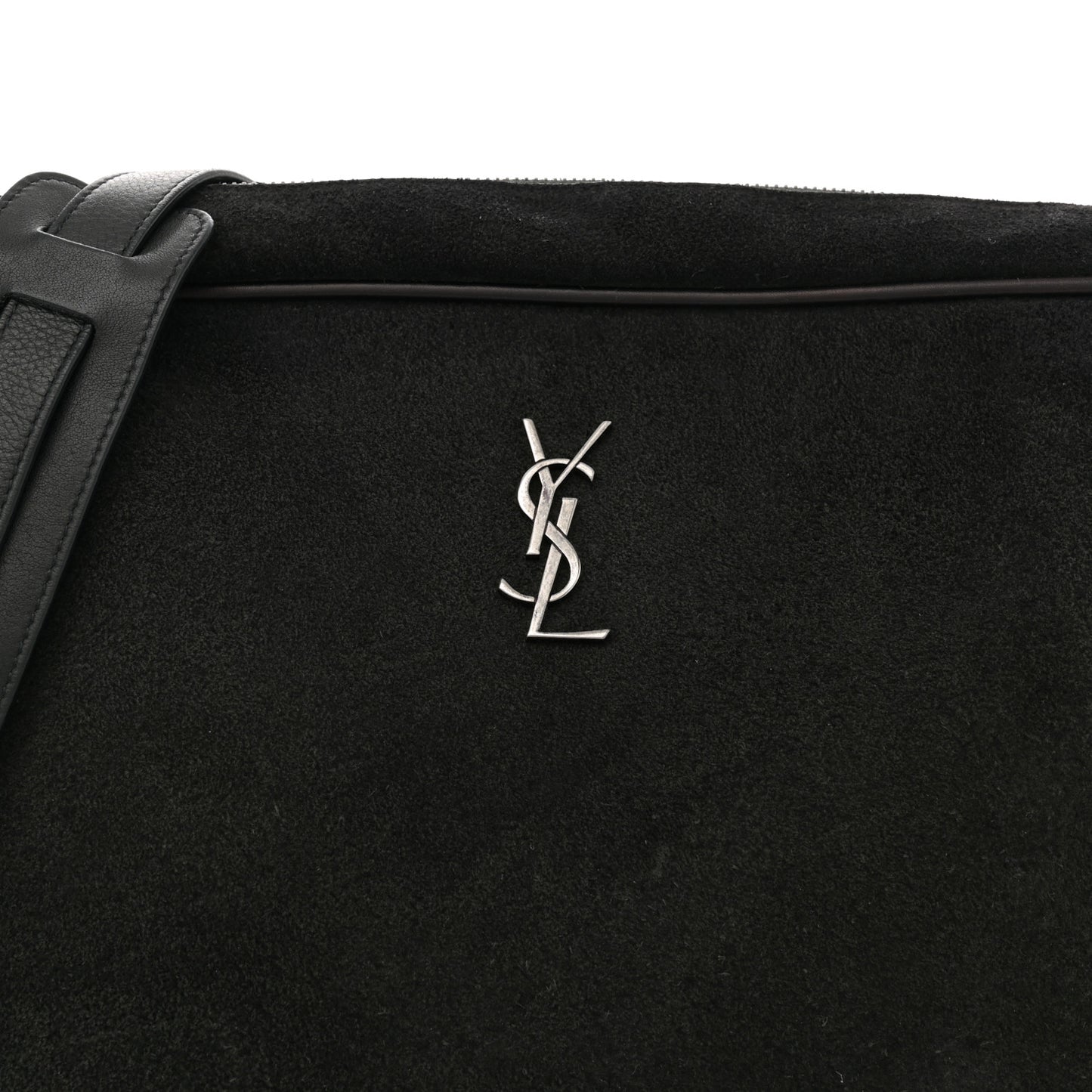 Suede Flat Messenger Bag Black