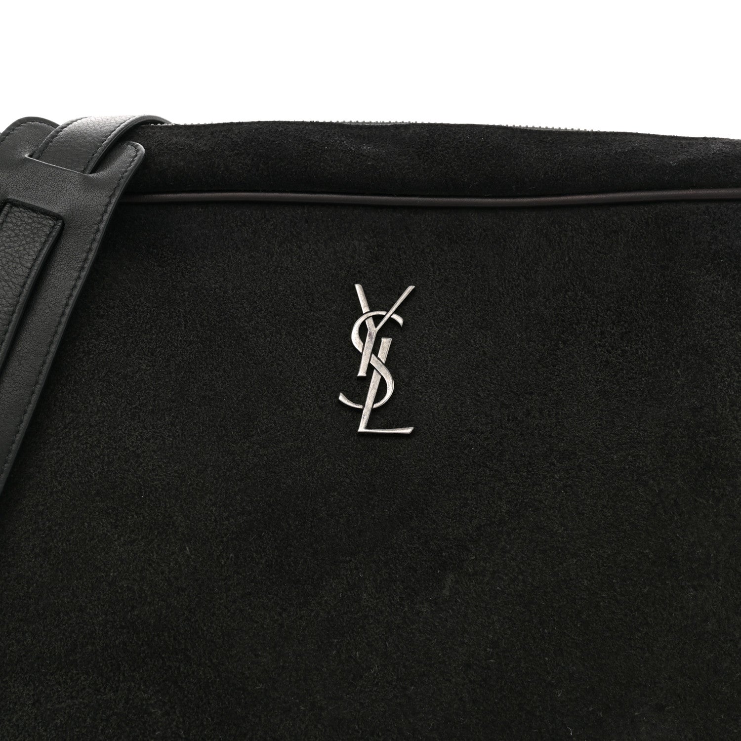 Saint Laurent Suede Flat Messenger Bag Black 8 of 11