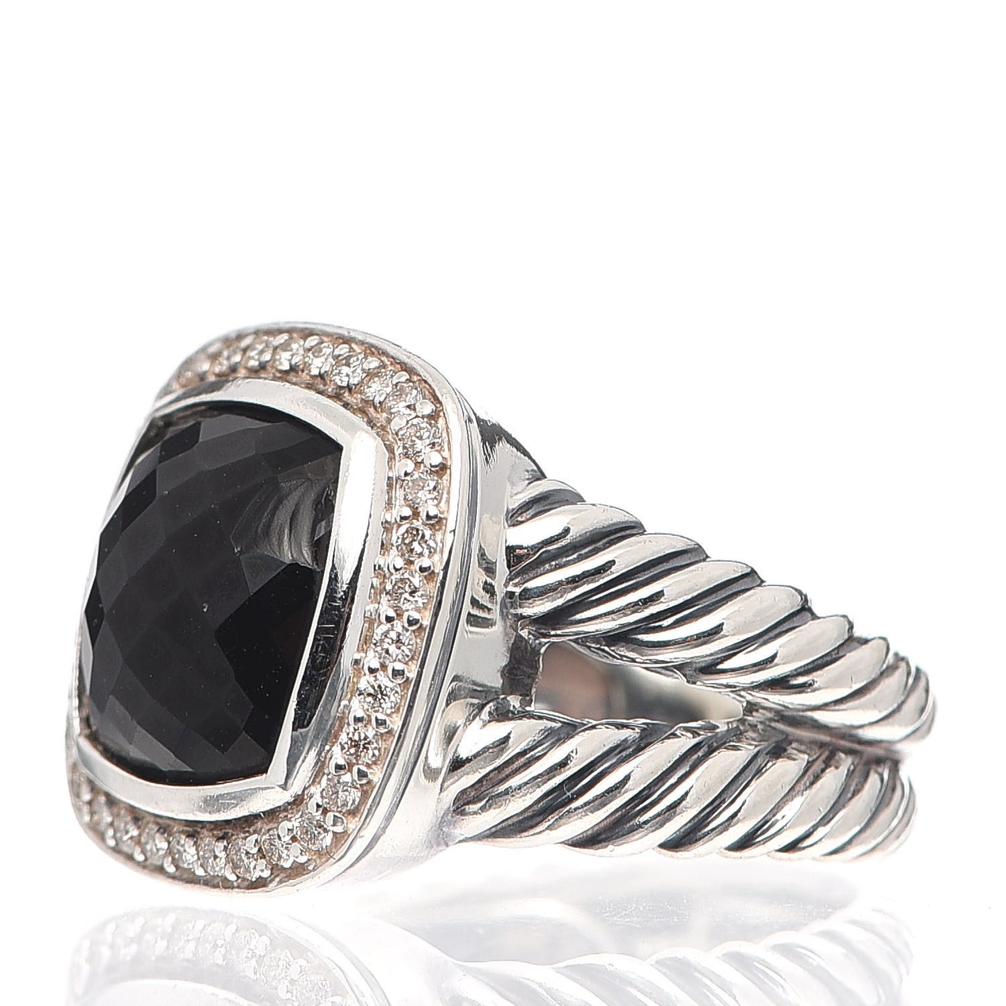 Sterling Silver Diamond Black Onyx 11mm Albion Ring 52 6