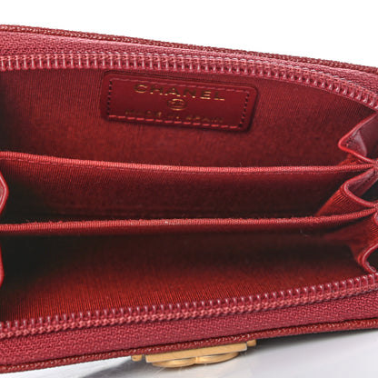 Chanel Caviar Quilted Boy Zip Around Coin Purse Wallet Burgundy 5 of 7