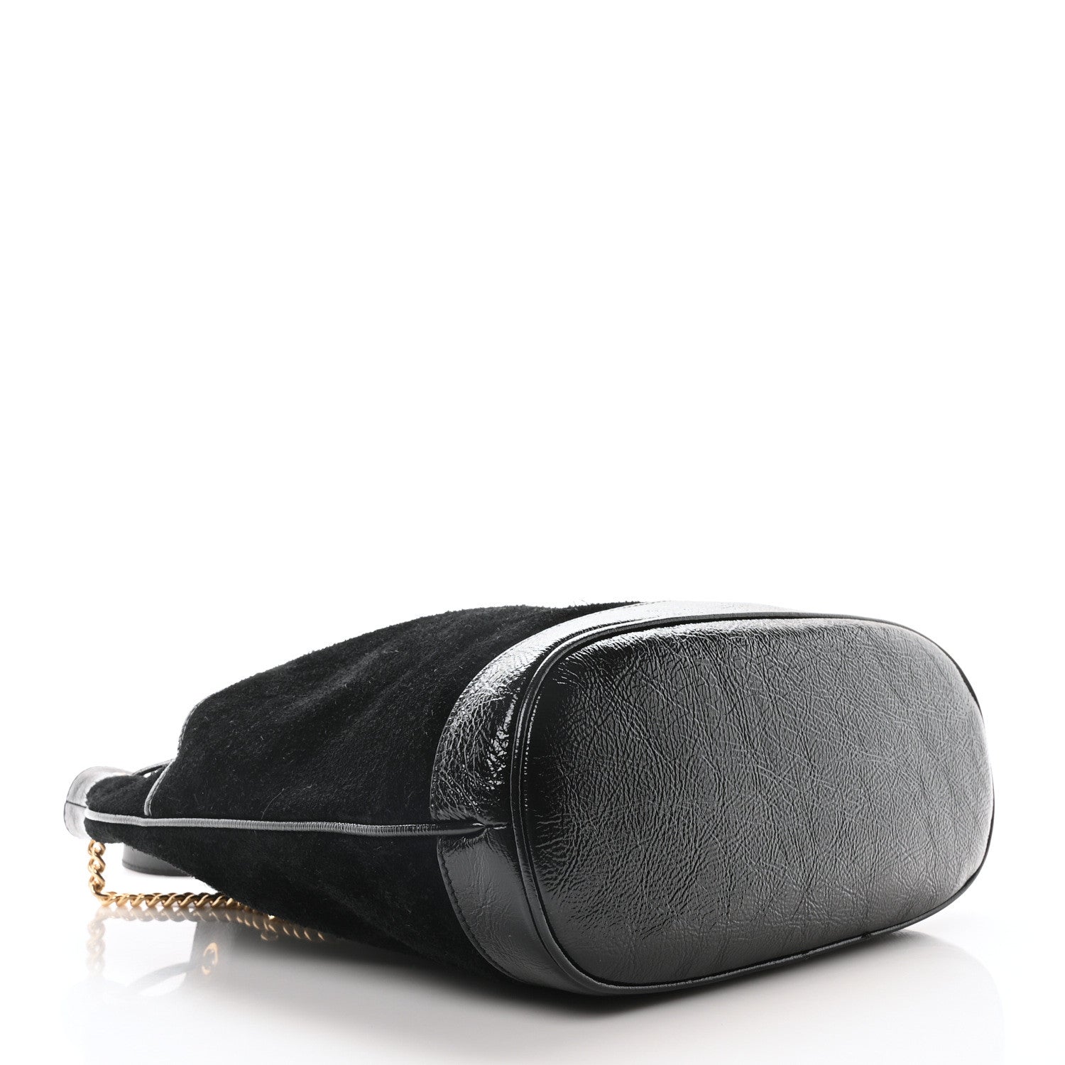 Gucci Suede Patent Web Medium Rajah Bucket Bag Black 4 of 10
