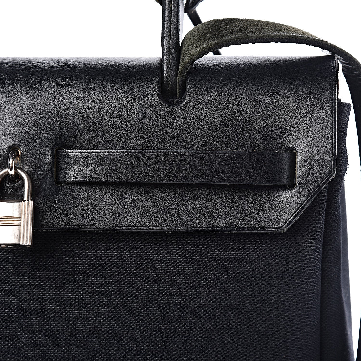 Hermes Toile Vache Calfskin Herbag 30 PM Black Natural 15 of 30