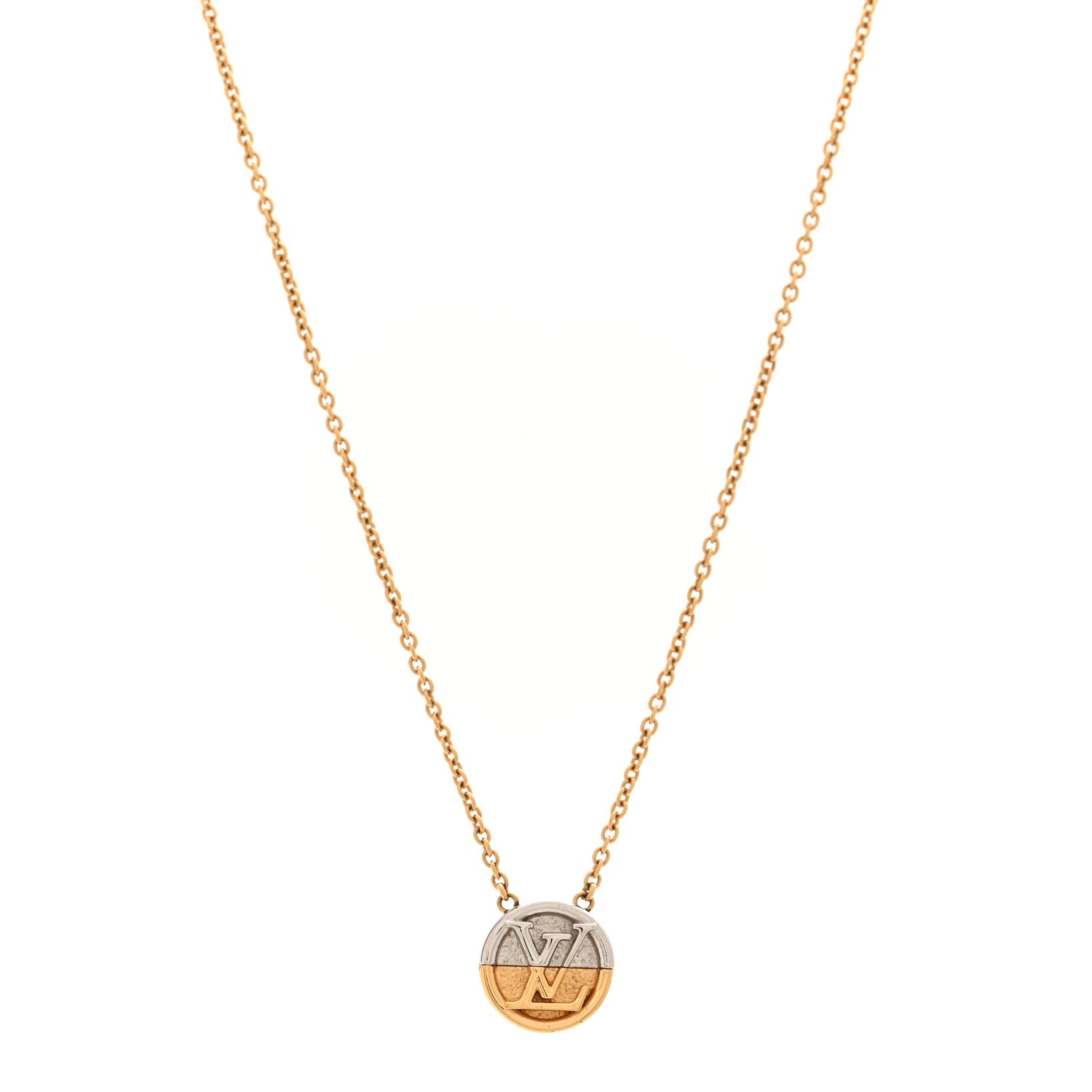 Louis Vuitton Metal L to V Necklace Gold Silver 1 of 8