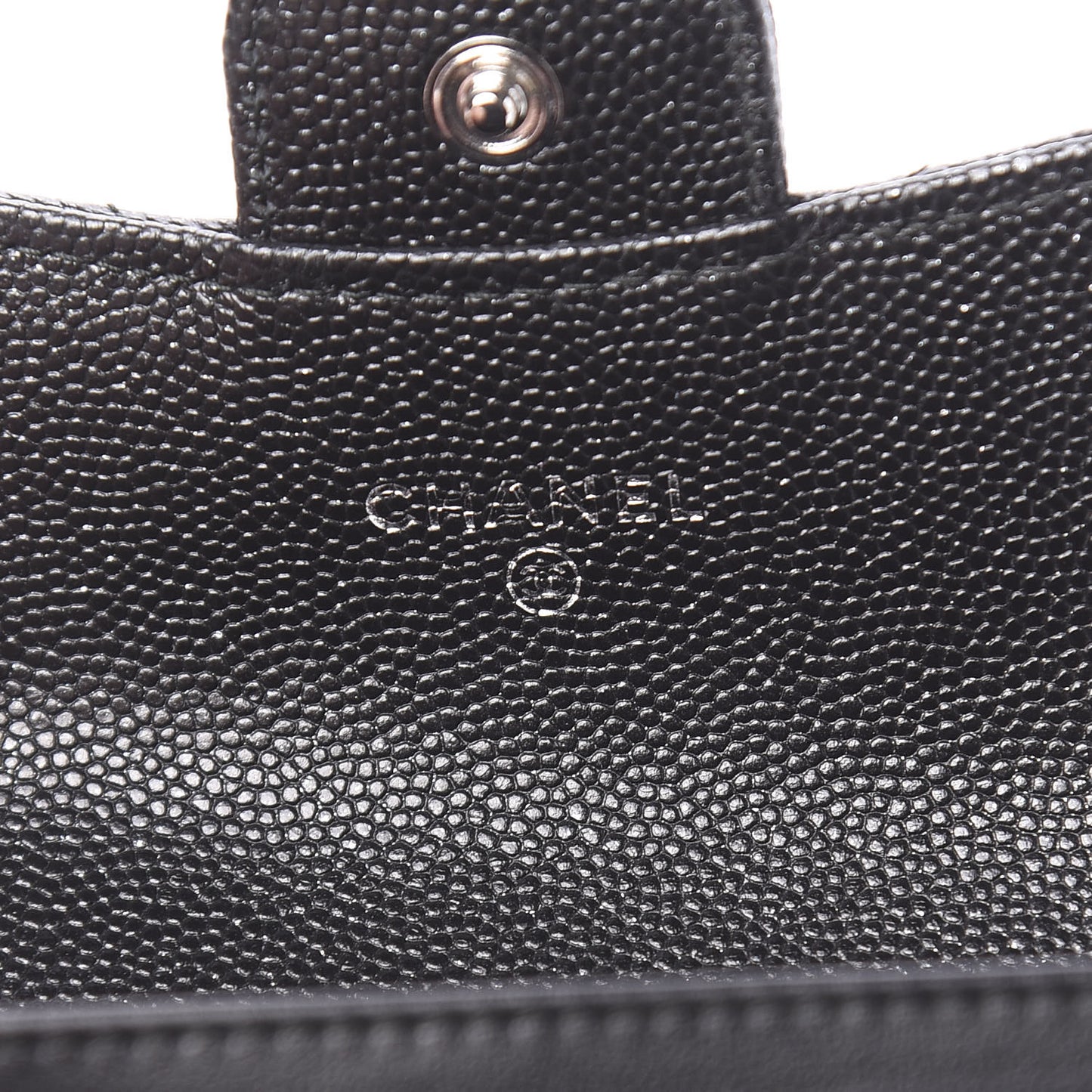 Iridescent Caviar Quilted Flap Card Holder Wallet Black