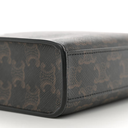 Celine Triomphe Canvas Calfskin Mini Vertical Cabas Tan 9 of 11