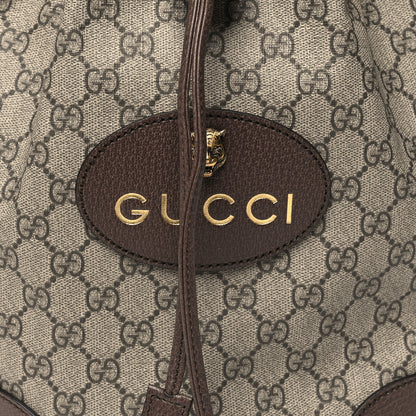 Gucci GG Supreme Monogram Neo Vintage Drawstring Bucket Backpack Beige New Acero Crop 8 of 11