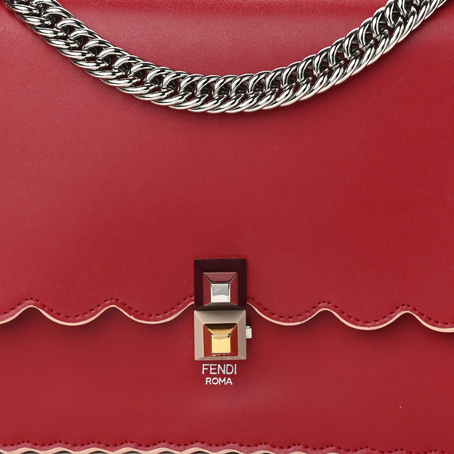 Vitello Liberty Scalloped Studded Kan I Shoulder Bag Fragola