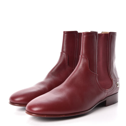 Chanel Calfskin Chelsea CC Short Boots 38 Bordeaux 3 of 9