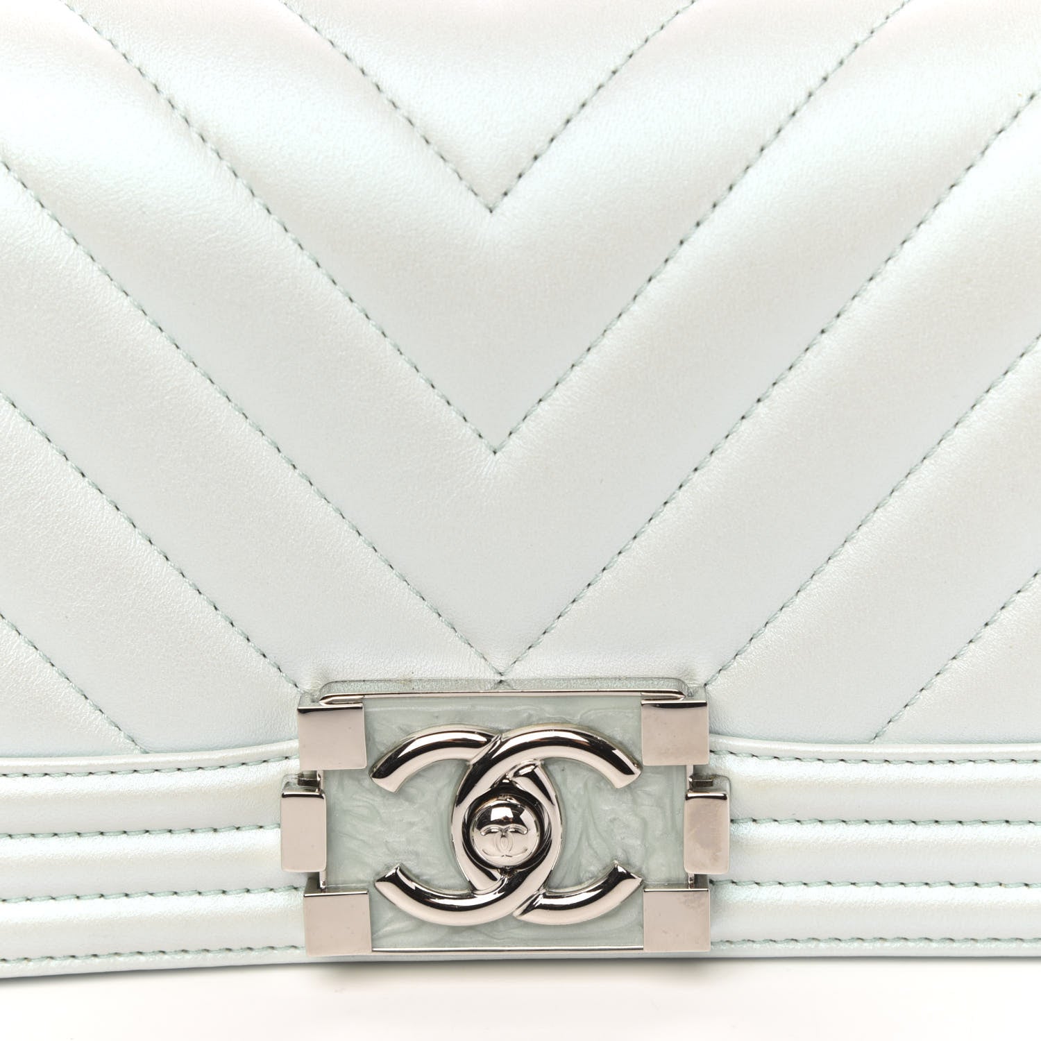 Chanel Iridescent Lambskin Chevron Quilted Small Boy Flap Turquoise 10 of 10