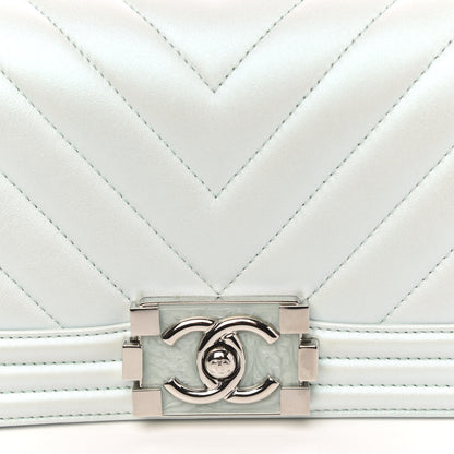 Chanel Iridescent Lambskin Chevron Quilted Small Boy Flap Turquoise 10 of 10