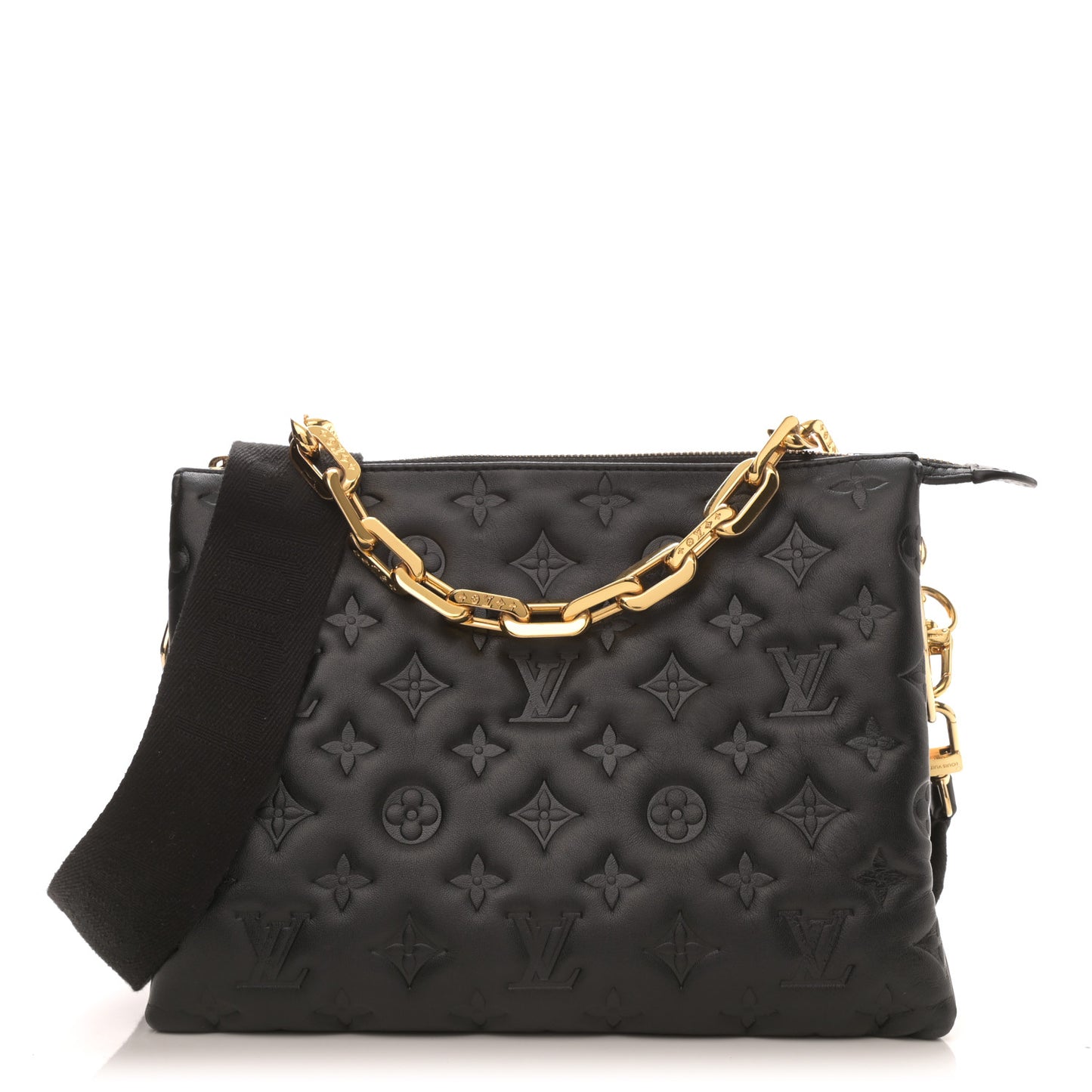 Lambskin Embossed Monogram Coussin PM Black