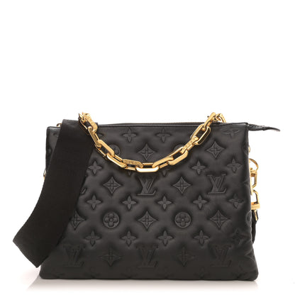 Louis Vuitton Lambskin Embossed Monogram Coussin PM Black 1 of 10