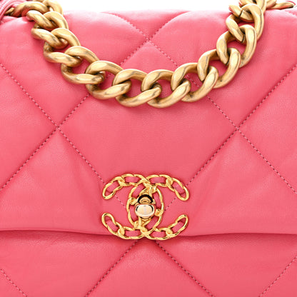 Chanel Goatskin Quilted Large Chanel 19 Flap Dark Pink 8 of 11