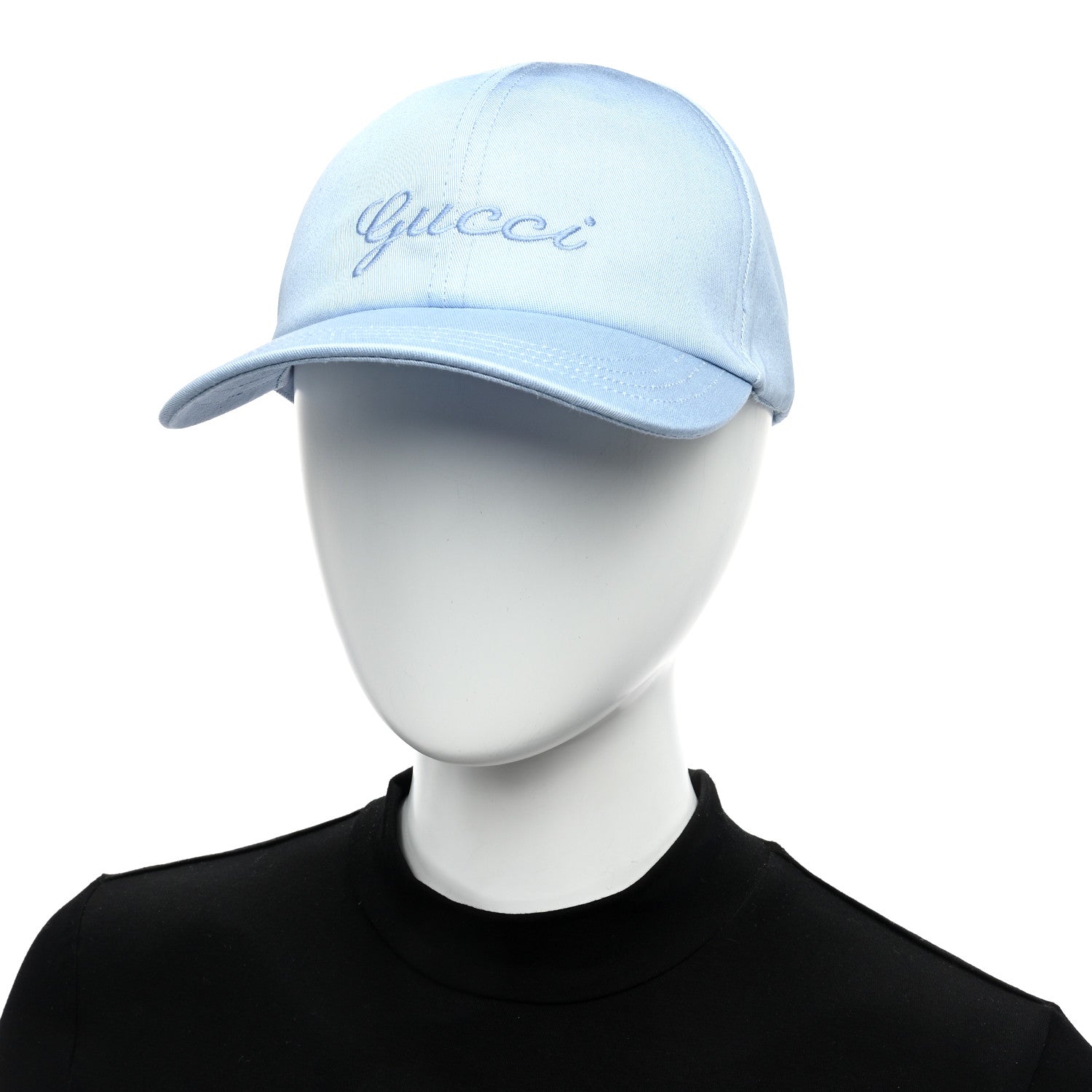 Gucci Cotton Embroidered Logo Script Baseball Hat XL Porcelain Blue 8 of 8