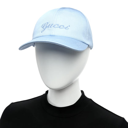 Gucci Cotton Embroidered Logo Script Baseball Hat XL Porcelain Blue 8 of 8