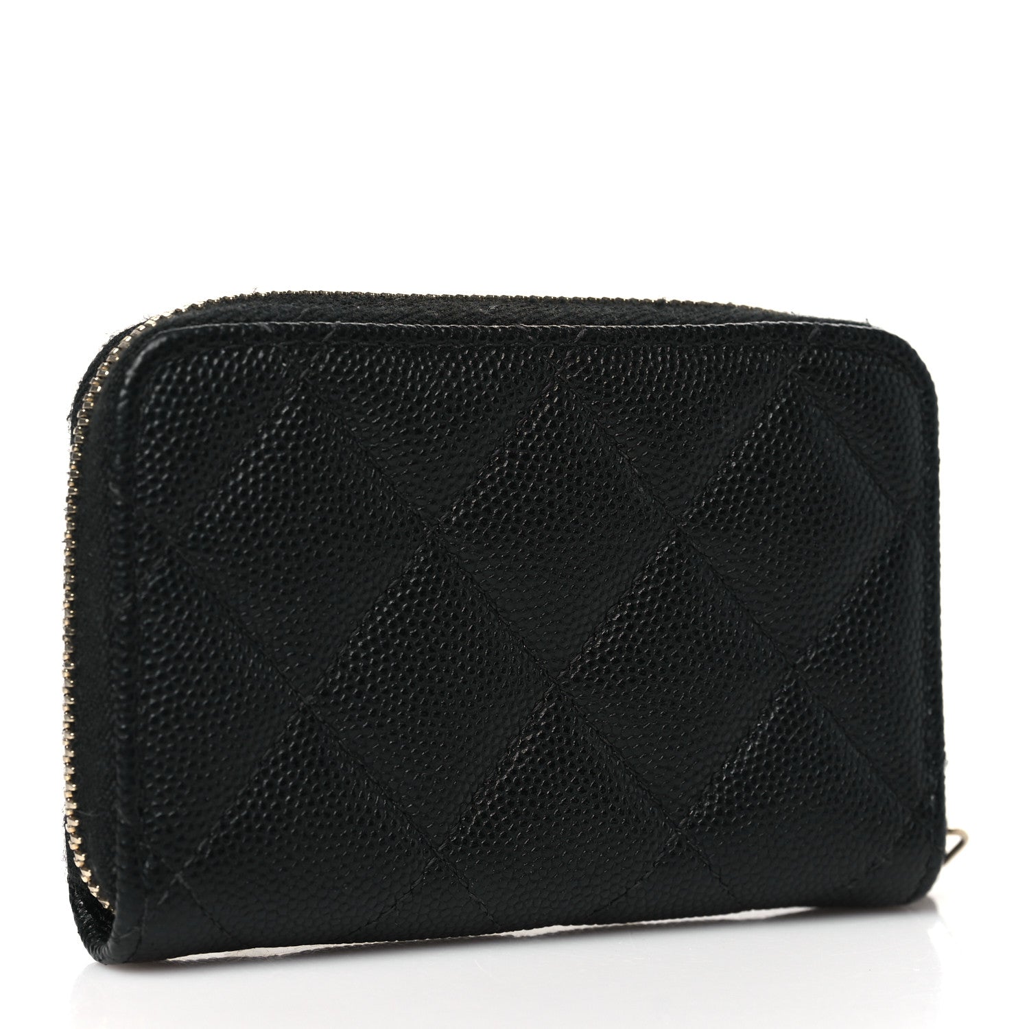 Chanel Shiny Caviar Quilted Strass CC Zip Coin Purse Black 3 of 8