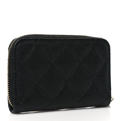 Chanel Shiny Caviar Quilted Strass CC Zip Coin Purse Black 3 of 8