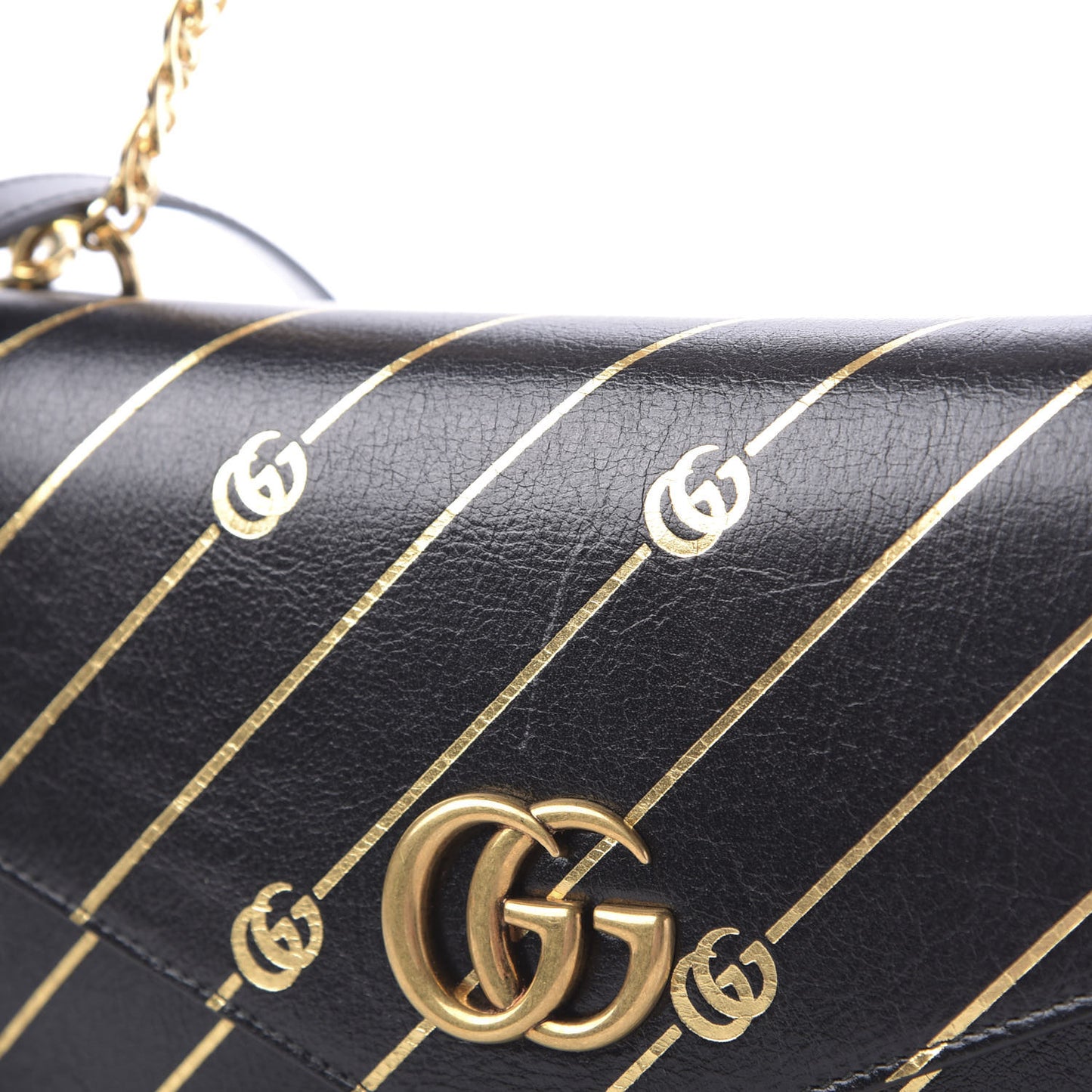 Calfskin Diagonal GG Medium Thiara Double Envelope Shoulder Bag Black White