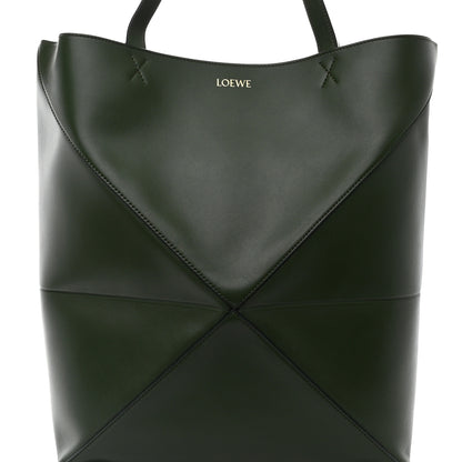 Loewe Shiny Calfskin Medium Puzzle Fold Tote Dark Khaki Green 8 of 10