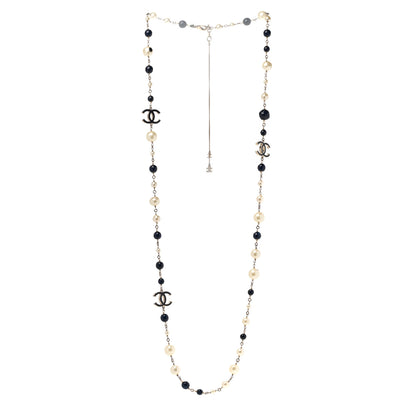 Chanel Pearl Beaded CC Long Necklace Navy 3 of 11