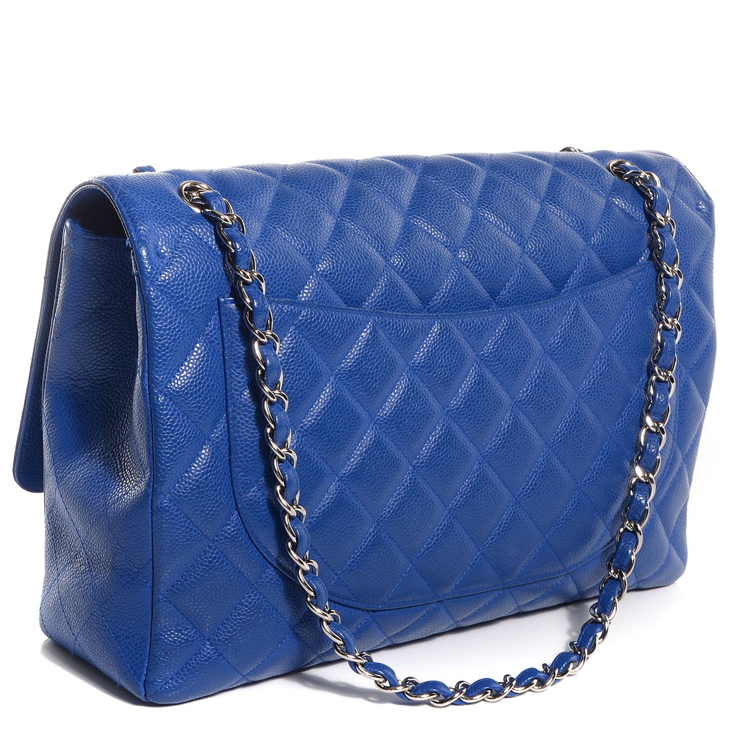 Chanel Caviar Quilted Maxi Single Flap Cobalt Blue 3 of 9