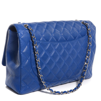 Chanel Caviar Quilted Maxi Single Flap Cobalt Blue 3 of 9