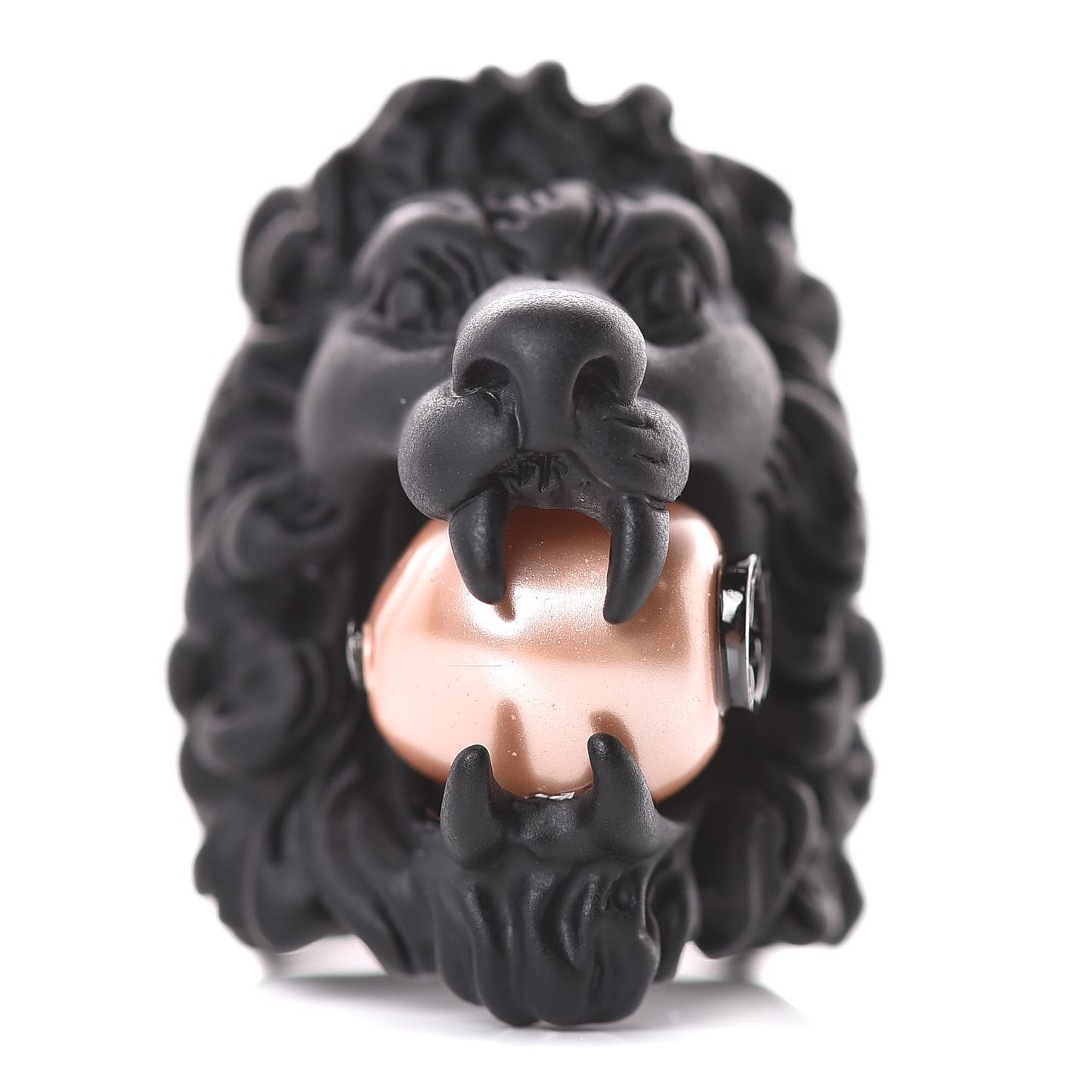 Glass Pearl Lion Head Ring 5.5 Black Pink