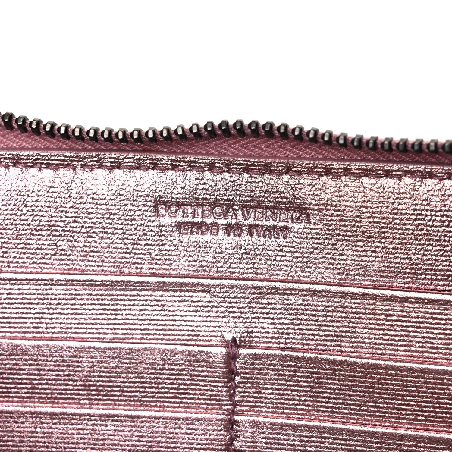 Bottega Veneta Metallic Nappa Intrecciato Zip Around Wallet Pink 6 of 8