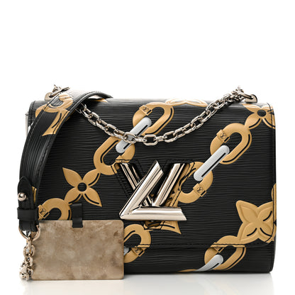 Louis Vuitton Epi Chain Flower Twist Shoulder Bag MM Black 3 of 13
