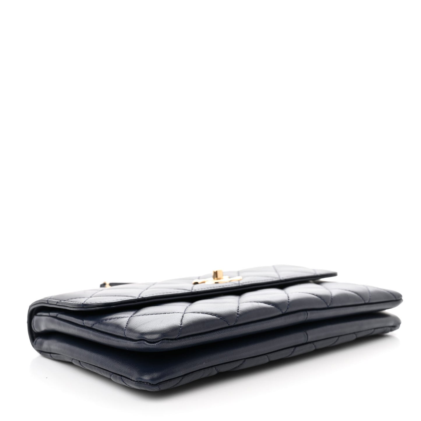 Lambskin Quilted Medium Trendy CC Flap Navy Blue