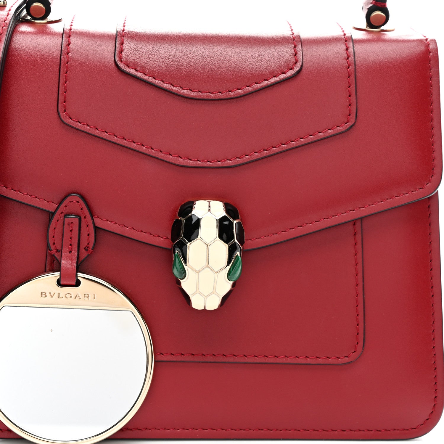 Bulgari Calfskin Serpenti Forever Top Handle Red 7 of 11