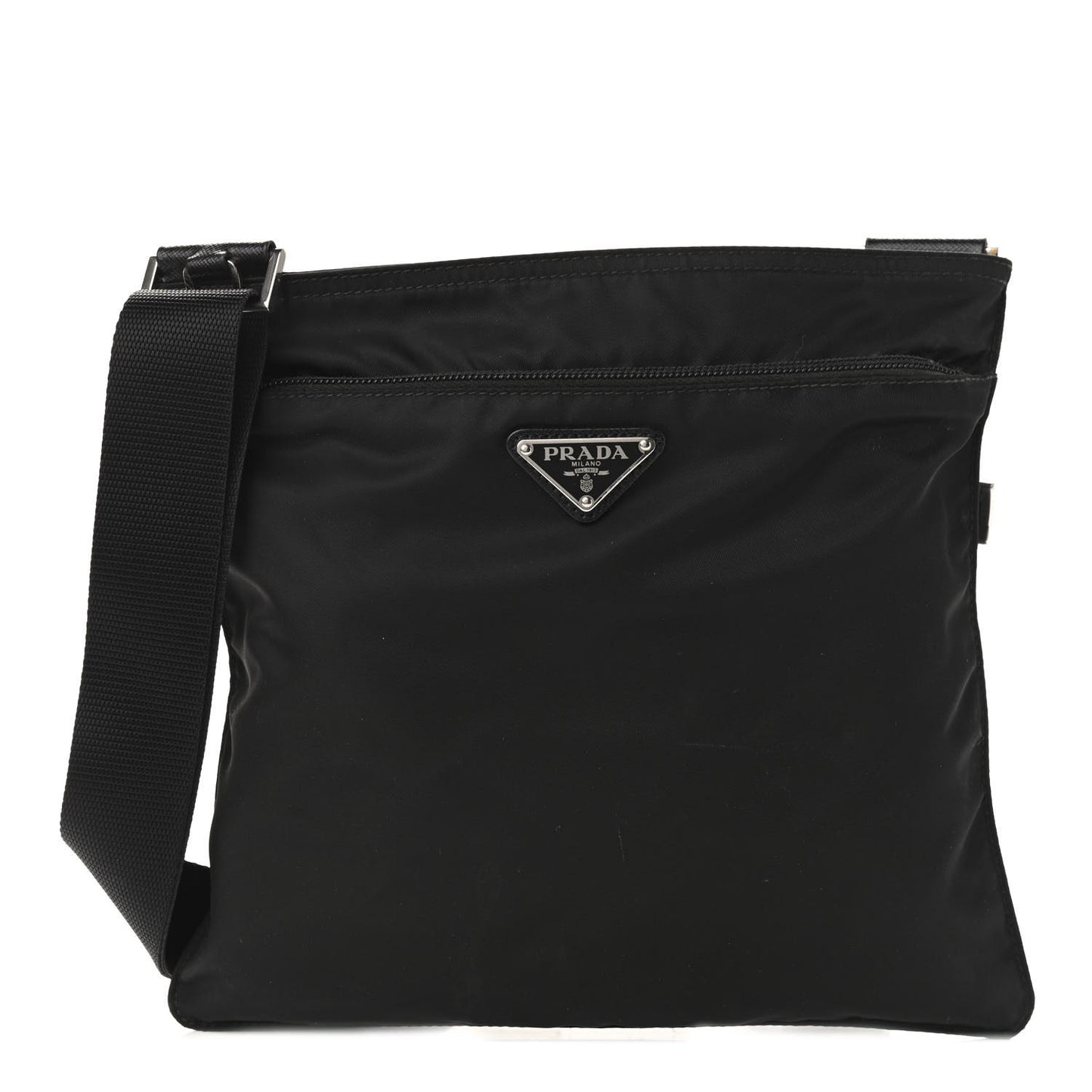 Nylon Vela Flat Messenger Bag Black