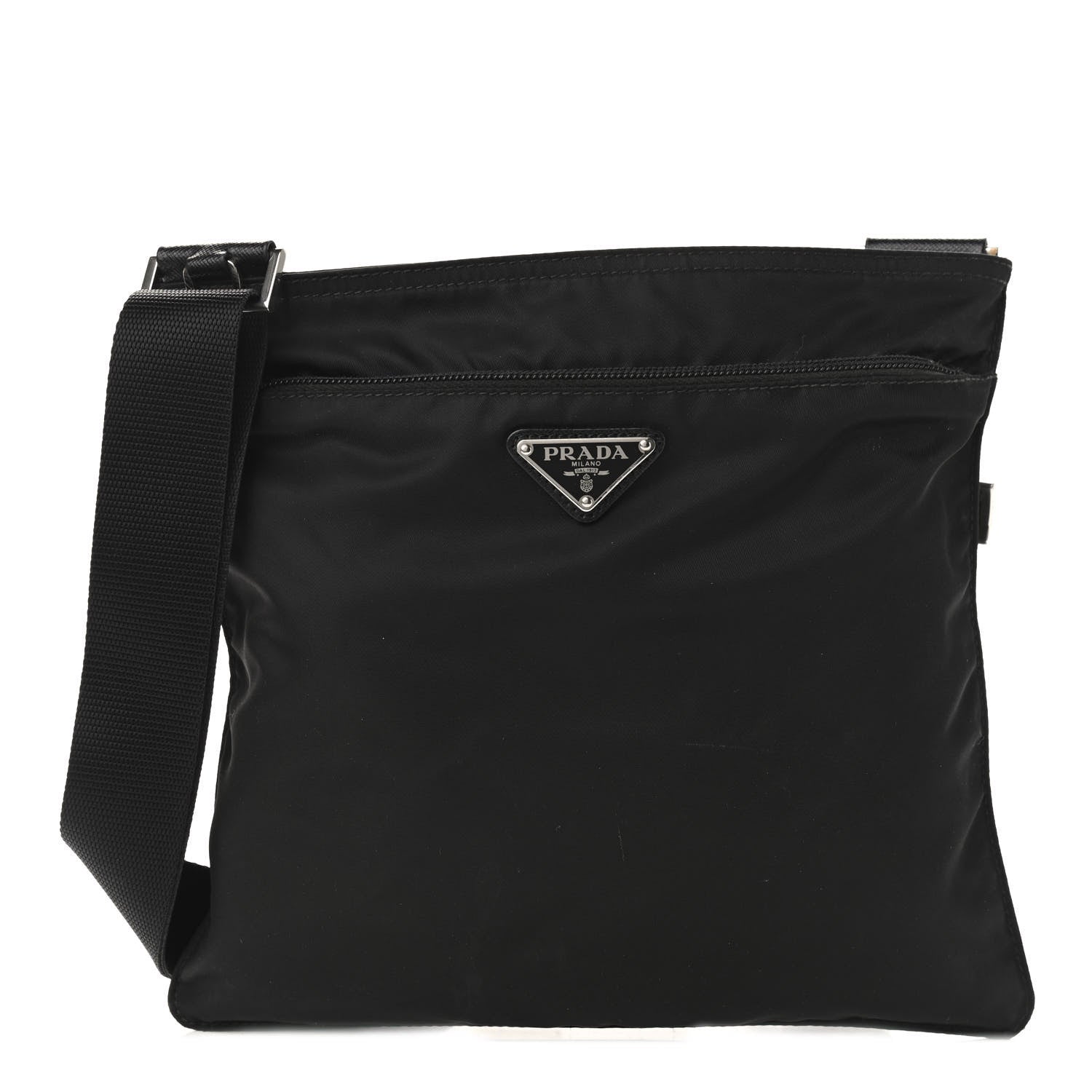 Prada Nylon Vela Flat Messenger Bag Black 1 of 7