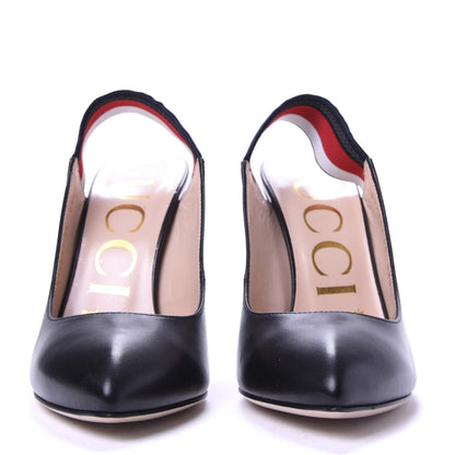 Gucci Malaga Kid Web Sylvie High Heel Slingback Pumps 36 Black 2 of 10