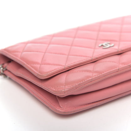 Chanel Lambskin Quilted Wallet On Chain WOC Pink 9 of 15