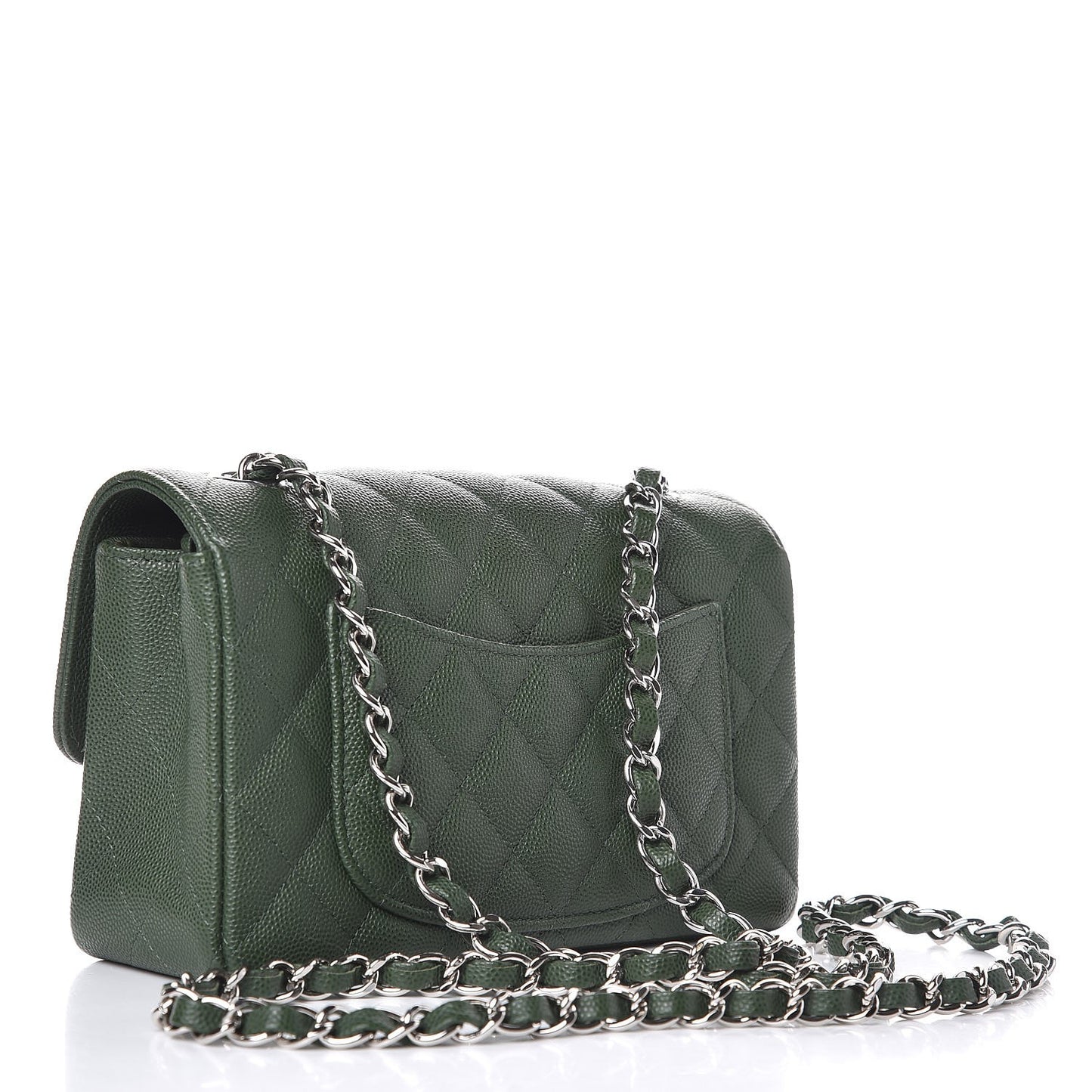 Caviar Quilted Mini Rectangular Flap Green