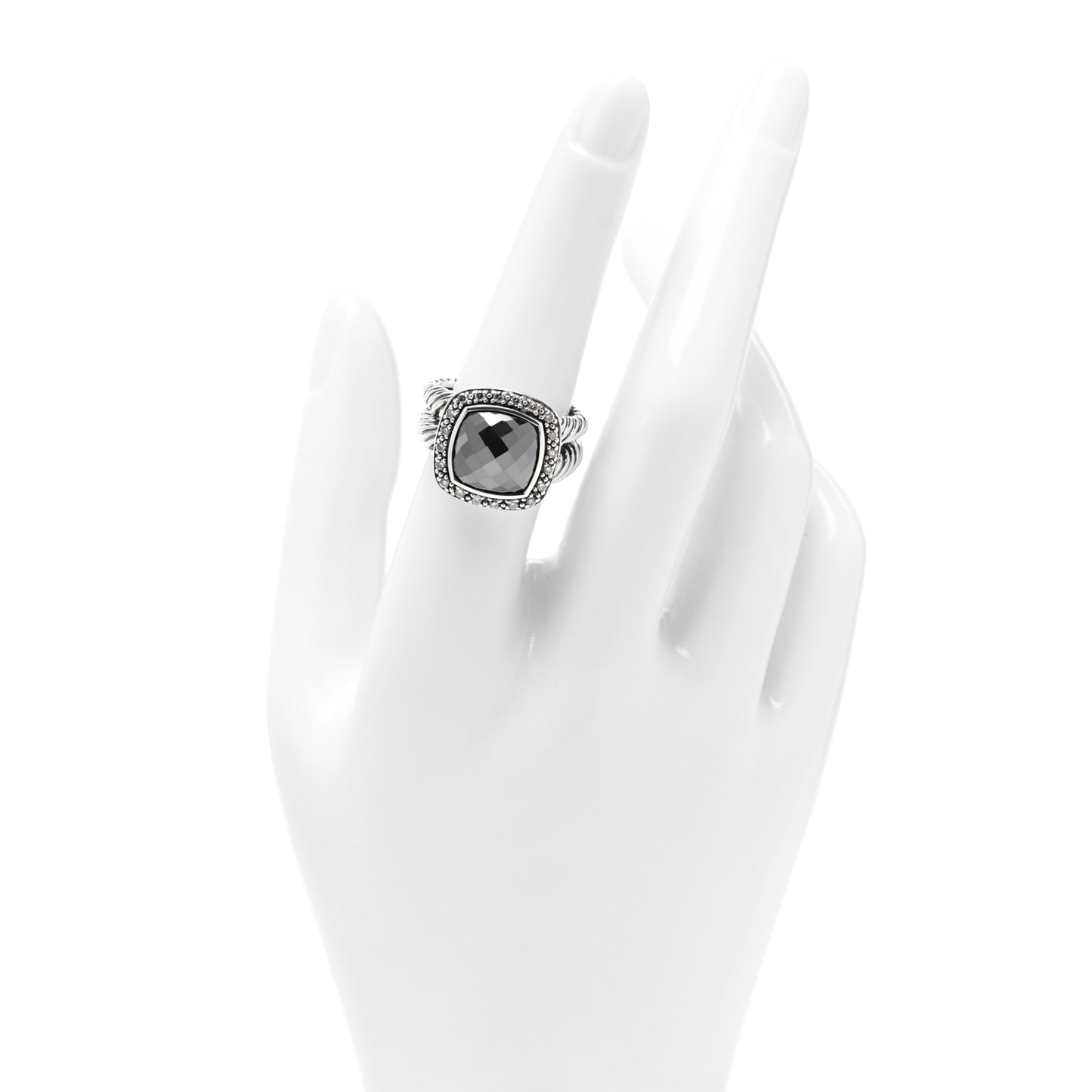 Sterling Silver Diamond Hematite 11mm Albion Ring 54 7