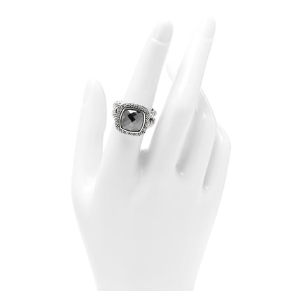David Yurman Sterling Silver Diamond Hematite 11mm Albion Ring 54 7 2 of 4