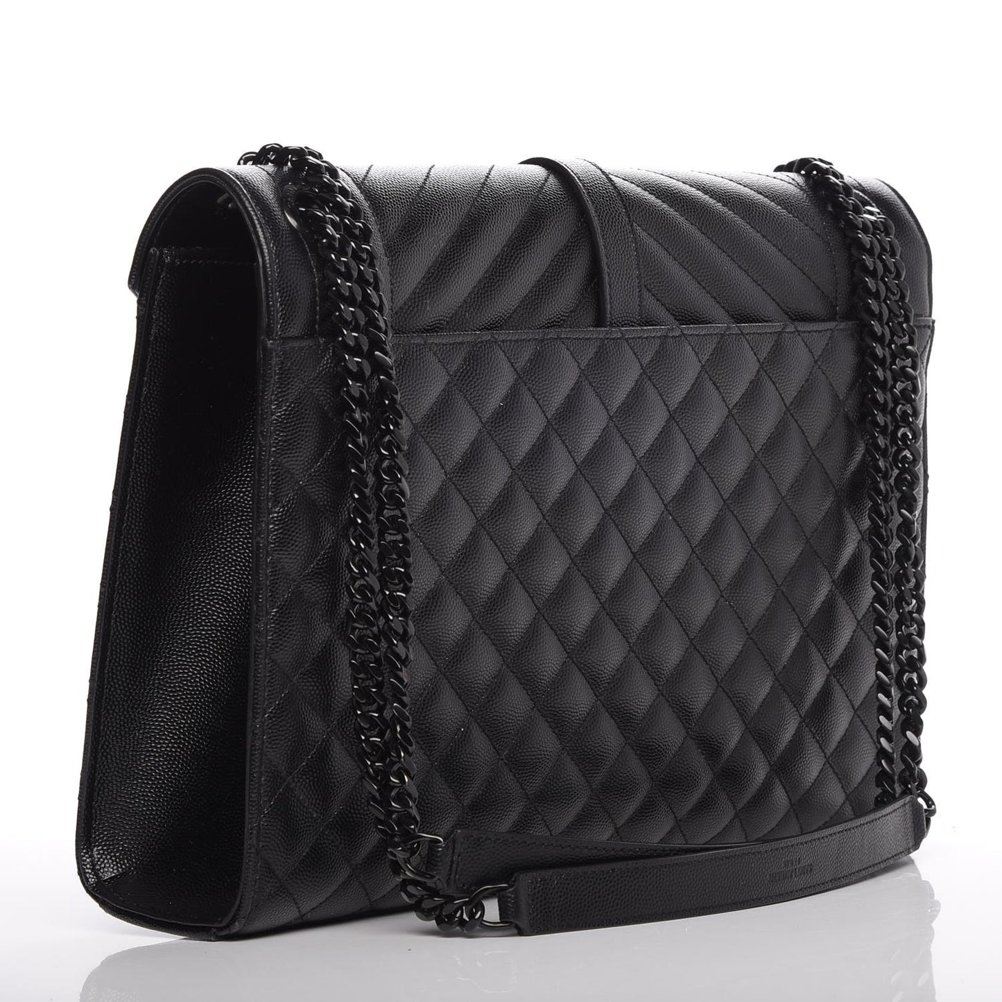 Grain De Poudre Textured Mixed Matelasse Large Triquilt Monogram Satchel Black