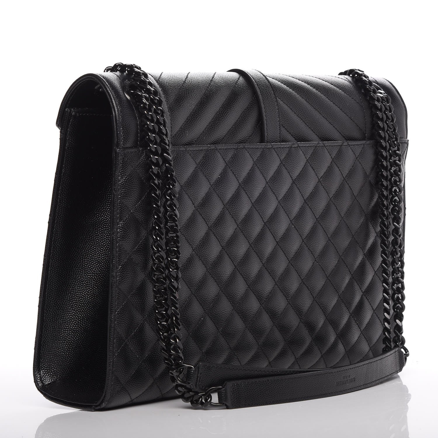Saint Laurent Grain De Poudre Textured Mixed Matelasse Large Triquilt Monogram Satchel Black 10 of 17