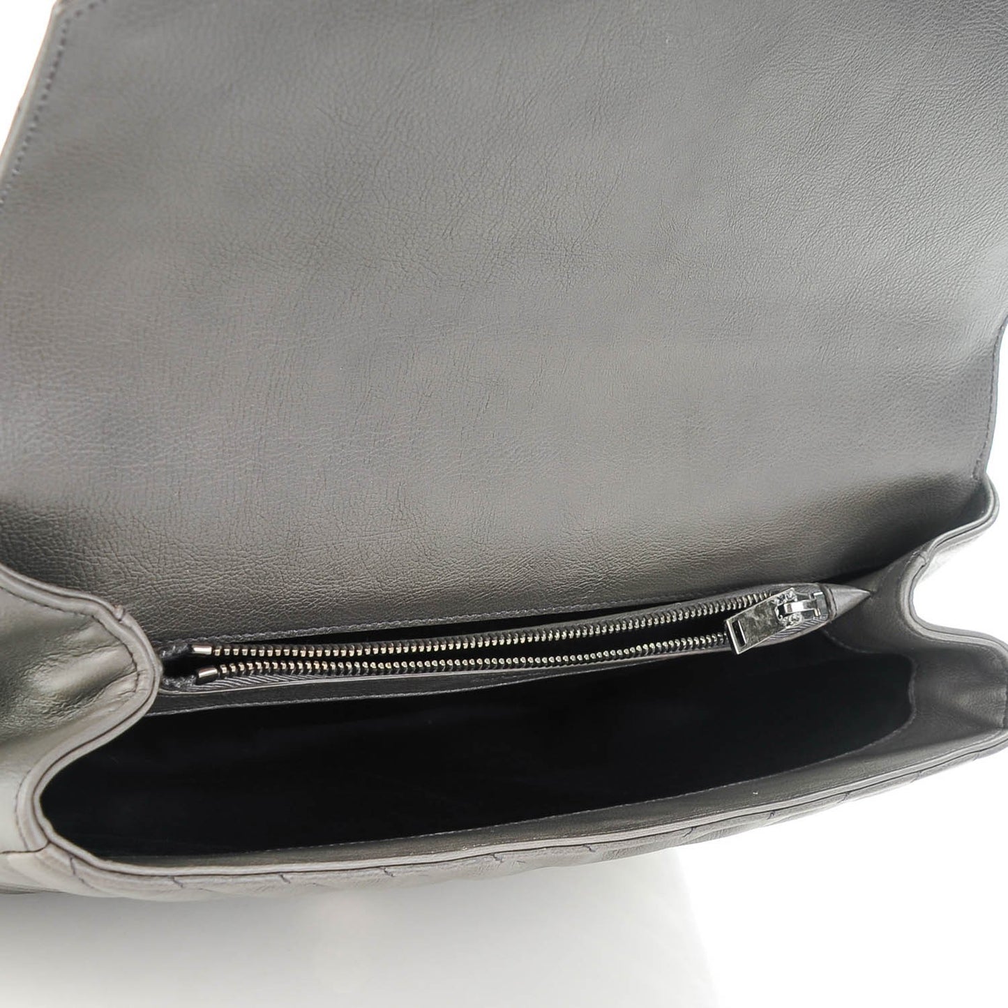 Calfskin Matelasse Chevron Monogram Large College Satchel Dark Anthracite