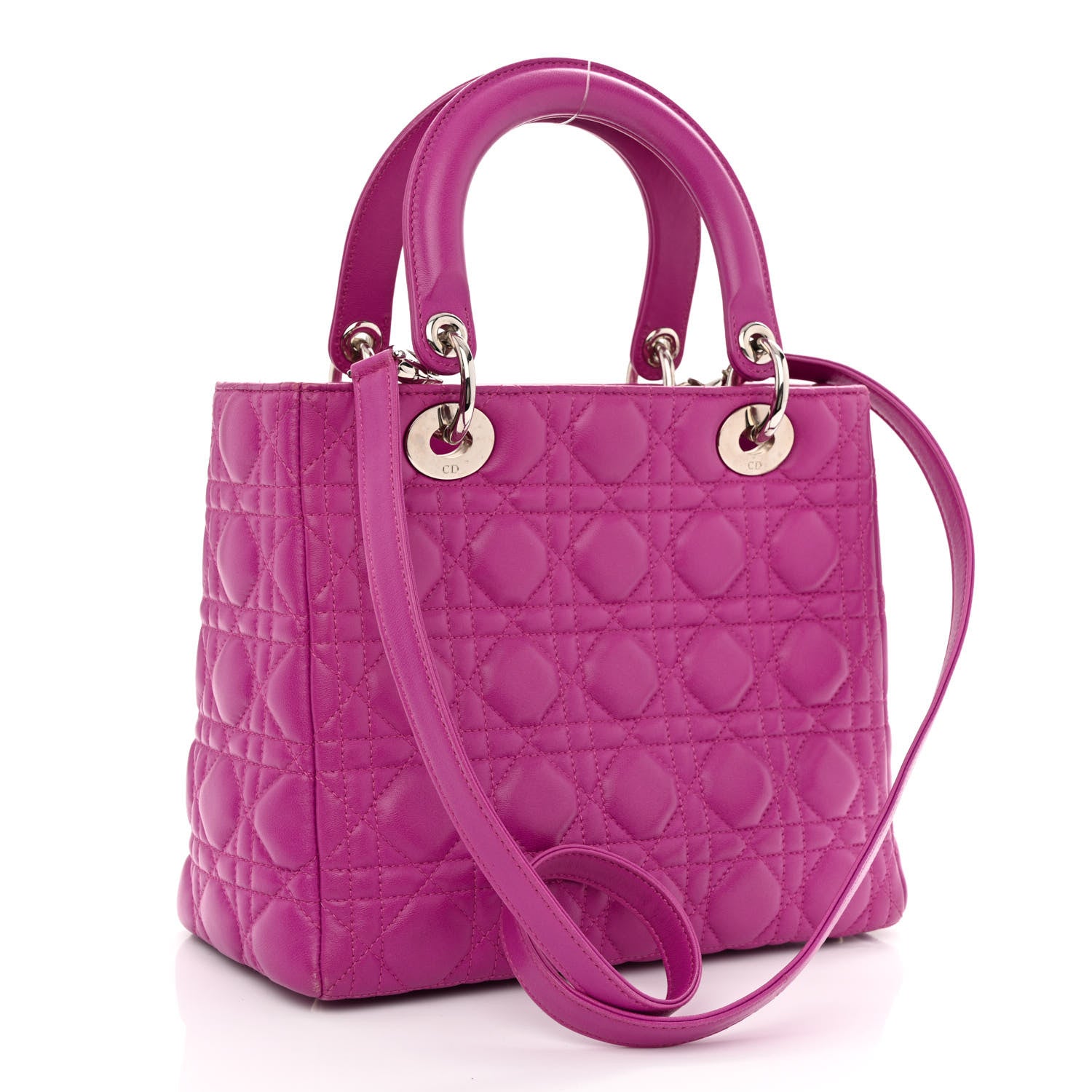 Christian Dior Lambskin Cannage Medium Lady Dior Pink 2 of 10
