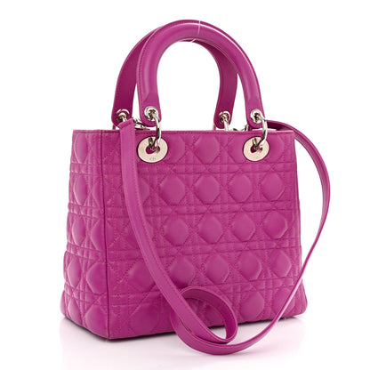 Christian Dior Lambskin Cannage Medium Lady Dior Pink 2 of 10
