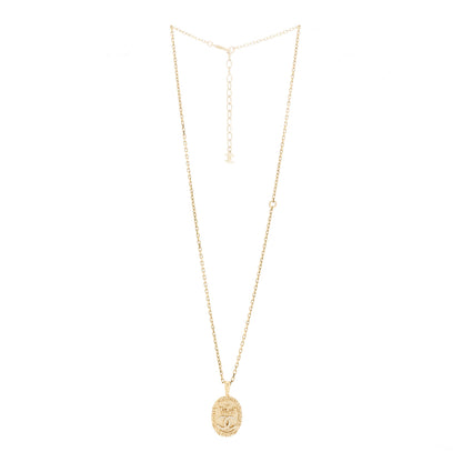 Chanel Crystal CC Medallion Necklace Gold 3 of 6