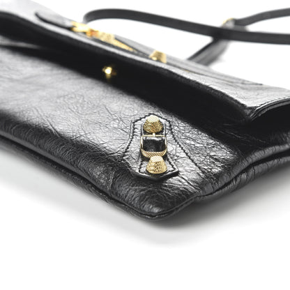 Balenciaga Agneau Giant 12 Gold Hardware Envelope Strap Clutch Black 7 of 10